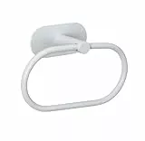 WENKO Turbo-Loc® Handtuchring Orea White matt, Handtuchhalter aus rostfreiem Edelstahl, 20,5 x 12,5 x 7,5 cm, Weiß