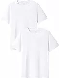 LAPASA Herren Micro Modal T-Shirt 2 Pack, Premium Business Kurzarm Unterhemd Rundhalsausschnitt/V-Ausschnitt (M07/M08), Rundhalsausschnitt: Weiß, M