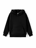 PATPAT Jungen Kapuzenpullover 6-12 Jahre-Weicher Fleece Winddichter Hoodie mit Tasche, Herbst Winter warm für Schule & Freizeit,Schwarz,7-8 Jahre