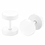 JewelryWe Schmuck 4 Paar runde Ohrstecker, 8mm Edelstahl Fake Piercing Ohr Plug Tunnel Ohr Cheater Ohrringe für Herren Damen, Weiß