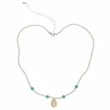 Hawaiianische Damen Bohemian Natural Shell Anhänger Halskette Türkis Perlen Kette Conch Choker Halskette für Frauen Party Geburtstagsgeschenk Stranddekoration Weiß