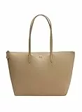 Lacoste Damen Shopper L SHOPPING BAG,Lederimitat (100% PVC),35x30x14cm, Schultertasche Tote-Bag Trageriemen,BEIGE (L37),Einheitsgröße (One Size)