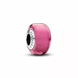 PANDORA Moments Rosafarbenes Murano-Glas Mini-Charm aus Sterling Silber, Kompatibel Moments Armbänder, 793107C00