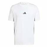 adidas Herren Essential Three Stripes Single Jersey Tee, White/Black, L