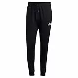 adidas Herren Essentials Fleece Regular Tapered Pants, Black / White, S