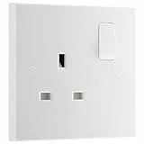 BG Electrical 921-0J 1-Fach, einpolig, 13 A, quadratische Steckdose, weiß