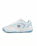 Wilson Courtglide Damen-Tennisschuhe, Ideale Passform, Luftiger Komfort, Zuverlässiger Grip, Stoßdämpfung, Farbe: Weiß/Airy Blue/Navy Blazer, Größe: 6.5