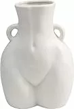 Kare Design Vase Donna, Weiß, Keramik Steingut glasiert, Unikat, handbemalt, Accessoire, Blumenvase, Dekovase, Vasenbehälter, 22cm