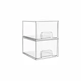 Vtopmart 2 Stück Schubladen Organizer, Transparent Badezimmer Organizer mit 16 rutschfeste Matte, Schminktisch Organizer für Badezimmer, Schminktisch, Unter Waschbecken