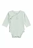 Sterntaler Body Emmi - Unisex Wickel Body aus Baumwoll Jersey - Langarm Body mit Esel Emmi Print - Neugeborenen Body seitlich zum Knöpfen - Druckknöpfe im Schritt - Baby Strampler, steingrün, Größe 56