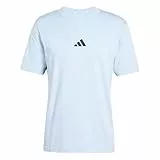 Adidas Men's Essential Three Stripes Single Jersey Tee, Glow Blue/Black, L