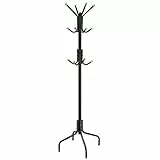 SONGMICS Garderobenständer, Kleiderbügel aus Metall mit 12 Haken, Garderobe, 4 Beine, Jackenständer für Mäntel, Hüte, Taschen, für Flur, Schlafzimmer, Büro, schwarz RCR031B01