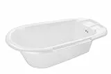Rotho Babydesign Bella Bambina Badewanne - Stilvolle Weiße Babybadewanne für Kinder - Geräumige und Praktische Duschbadewanne für Sicheres und Bequemes Baden