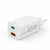 Hama Schnellladegerät USB (Ladegerät mehrfach, USBC, USBA, Handy Tablet Laptop Universal Ladegerät, Netzstecker Schnellladen, Netzteil, Power Delivery/Quick Charge 3.0, GaN Charger, 45 W)