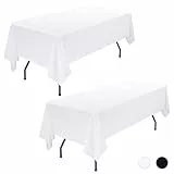 Showgeous 2 Stück Tischdecke Weiße Tischdecken 153×260cm Rechteckige Tischdecke aus Polyestergewebe Waschbare Tischdecke Tischtuch für Restaurant Buffetpartys und Camping