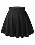 DRESSTELLS Rock Damen Kurz Sommer Minirock Schwarz High Waist Tennisrock Knielang Faltenrock Mädchen Skater Rock Black M