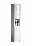 trendteam smart living - Amanda - Hochschrank - Weiß Hochglanz - Badezimmerschrank mit 2 verstellbaren Einlegeböden - (BxHxT) 37 x 190 x 31 cm - moderner Badschrank mit 4 Fächern und Einer Ablage
