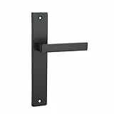 domino Türgriff Blind Drückergarnitur Langschildgarnitur Türklinke für Zimmertür, Bürotür, Kellertür & Innentür L-Form Türbeschläge aus Aluminium Schwarz Türdrückergarnitur QUBIK BLACK