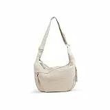 AdiStylinno Umhängetasche für Damen Herren, Nylon Hobo Crossbody Bag Große Kapazität Frauen Schultertasche mit Verstellbarer Schultergurt Einfarbige Halbmond Tasche für Den Täglichen (Weiß)