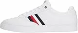 Tommy Hilfiger Herren Cupsole Sneaker Icon Court Stripes aus Leder, Weiß (White), 43