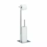 Relaxdays Toilettenpapierhalter stehend PAGNONI, Rollenhalter Toilettenpapier, 4 Ersatzrollen, HBT 71x20x20 cm, silber
