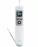 ERICKHILL Infrarot-Thermometer -50℃-550℃, mit faltbarem -50-260℃ Fleischfühler, großer LCD-Digitalanzeige, einstellbarem Emissionsgrad 0,1–1,00 – geeignet zum Kochen/Grillen/Einfrieren, AAA-Batterie