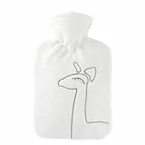 Hugo Frosch Wärmflasche Klassik 1,8 l mit Doublefleecebezug Giraffe weiß