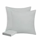 Aisbo Kissenbezug 80x80 2er Set - Kopfkissenbezug 80 x 80 Hellgrau mit Reißverschluss aus Mikrofaser, ÖKO-TEX Pillow Cover 80x80cm, Weich und Bügelfrei