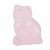 FTVOGUE Rosenquarz Geschnitzte Kätzchen-förmige Dekor Figur Statue Ornament rosa Kristall Heilstein Edelstein Dekoration