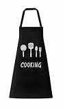 MQIAN Schürze, Kochschürze Herren Damen, Küchenschürze, Schürzen Gastronomie, Latzschürze, Kochschürze Schwarz Weiß, Wasserdicht Koch Schürze, Grillschürze mit Taschen