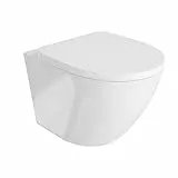 LAVITA Stand-Toilettenschüssel WC Sofi | Toilettendeckel mit Absenkautomatik & Metallscharniere | WC-Sitz SoftClose | Keramik Toilette Spülrandlos | Toilettenbecken Stehend | 37x56,5x43,5 cm |