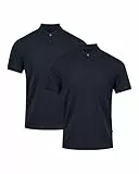 DANISH ENDURANCE Premium Poloshirt Herren Kurzarm (1er|2er Pack), Piqué Qualität aus Bio-Baumwolle, Marineblau, L