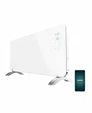 Cecotec Heizkonvektor mit Glasplatte Ready Warm 6750 Crystal Connection. 2000 W, WiFi-Steuerung , einstellbares Thermostat, Timer, Bodenständer, Geeignet für Badezimmer (IP24), Lautlos