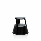 hjh OFFICE Tritthocker TIO-M II Metall Elefantenfuß, Höhe 42 cm, bis 150kg belastbar, mit Rollen 830006 Schwarz