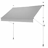 Gartenfreude Klemmmarkise 250 x 120 Sonnenschutz Balkonmarkise Campingmarkise ohne Bohren, Hellgrau – gerader Schnitt, 4900-1525-105, Klemmmarkise 250 x 120 cm - Hellgrau