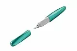 Pelikan Twist Füllhalter, Edelstahl-Feder in Strichbreite M inkl. Tintenpatrone, cold alaska
