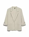 VERO MODA Damen Legeres Blazer Jackett mit Dreiviertel Arm Leichter Sakko Eleganter Business Shacket, Farben:Beige-2, Größe:L
