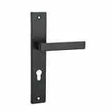 domino Türgriff 72 Drückergarnitur PZ - Profilzylinder Set Türklinke für Zimmertür, Bürotür, Kellertür & Innentür L-Form Türbeschläge aus Aluminiuml Schwarz QUBIK BLACK