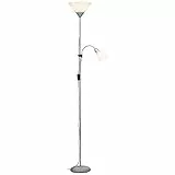 Brilliant Lampe Spari LED Deckenfluter Lesearm silber/weiß | 1x LED-A60, E27, 9.5W LED-Leuchtmittel inklusive, (806lm, 2700K) | Mit Schnurzwischenschalter