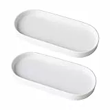 wocpvm 2 Stück Badezimmer Tablett Dekotablett Weiß Oval Kosmetiktabletts 20 * 9 * 1,8 cm Bad Tablett Badezimmertablett Geeignet für Bad, Küche und Dekoration