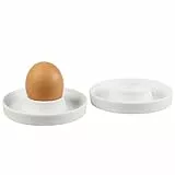 KESPER | Eierbecher Set 2 Stück, Kunststoff (PP), mit praktischer Ablagefläche für Eierschalen, Ø 10 cm x H: 2 cm, Farbe: Weiß | 51166