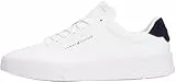 Tommy Hilfiger Herren Court Sneaker Detail Essential aus Leder, Weiß (White/Desert Sky), 43