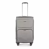 Stratic Bendigo Light + Koffer Weichschale Reisekoffer Trolley Rollkoffer mittelgroß, TSA Kofferschloss, 4 Rollen, Erweiterbar, Größe M, Silver