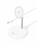 Anker PowerWave 2-in-1 Magnetic Stand Lite, Kabellose Ladestation, Ladegerät mit 150cm USB-C Ladekabel, Kompatibel mit iPhone 16/15/15 Pro/15 Pro Max/14/13/12 and AirPods Pro 2(Ohne Netzteil)