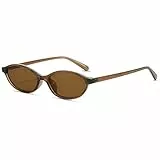 LOJUDI Retro Sonnenbrille Damen Oval - Cateye Vantage Herren Ovale Kleiner Schmal Brille für Frauen UV Schutz-Braun/Braun