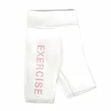 linboo Mädchen Leggings Kurze Hose Capri-Hose Radlerhose Sommer Sport Shorts Weich Elastisch Radler Kurz 1/2 Hosen Briefdruck, Weiß, 122-128(Herstellergröße: 130)