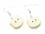 Miniblings Katzenkopf Keks Ohrringe Hänger Katze Kätzchen Plätzchen hellgelb - Handmade Modeschmuck I Ohrhänger Ohrschmuck versilbert