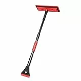 DONGKER 2-in-1-Teleskop-Schneebesen + Eiskratzer, 27,5 bis 35,4 Zoll ausziehbare Eiskratzer/Schneebürste mit Schaumstoffgriff für SUV/LKW/Auto Windschutzscheibe, Fenster, Dach