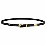 LEACOOLKEY Damen gürtel schmal dünnen Taille Gürtel Damen Ledergürtel für Hosen Jeans Gürtel mit Goldschnalle 1,8 cm Breiten
