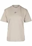 Gorilla Wear - Bixby Oversize T-Shirt - Beige - Bodybuilding Sport Alltag Freizeit mit Logo Aufdruck leicht und bequem für optimale Bewegung, XS